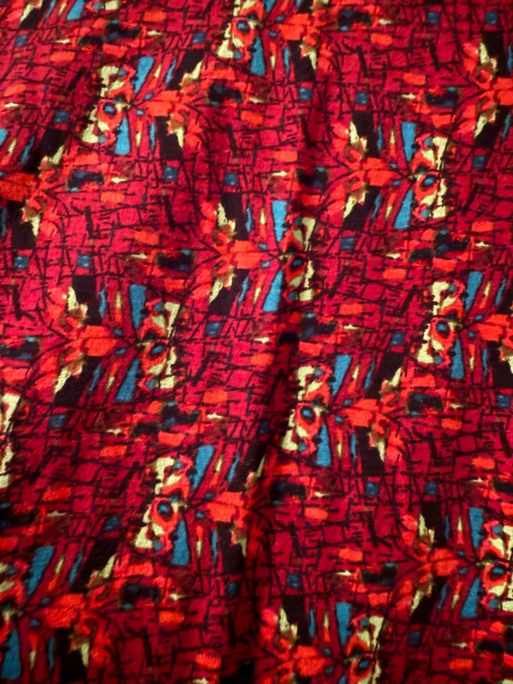 LuLaRoe Red Multi-Color Raglan Randy Tee - Picture 2 of 6